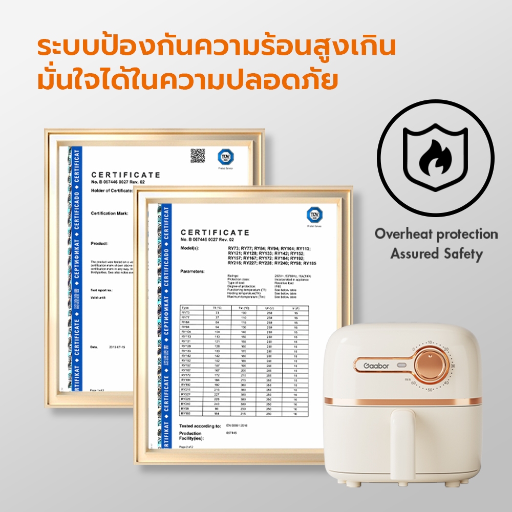 Gaabor 2 ลิตร หม้อทอดไร้น้ำมัน 900W ดีไซน์มินิมอล อเนกประสงค์ อบลมร้อน ระบบตัดไฟฟ้าอัตโนมัติ Air fryer รุ่น AF20M-YE01A - รูปที่ 2