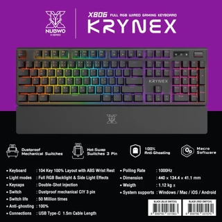 คีย์บอร์ดเกมมิ่ง Nubwo X806 Mechanical Keyboard Blue Red Switch ประกัน 2ปี