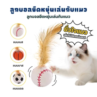ชุดของเล่นแมว ลูกบอลและขนนก ของเล่นแมวเบื่อๆ เกมพักผ่อน ของเล่นแมว ลูกบอลขนนก ของเล่นลูกบอล