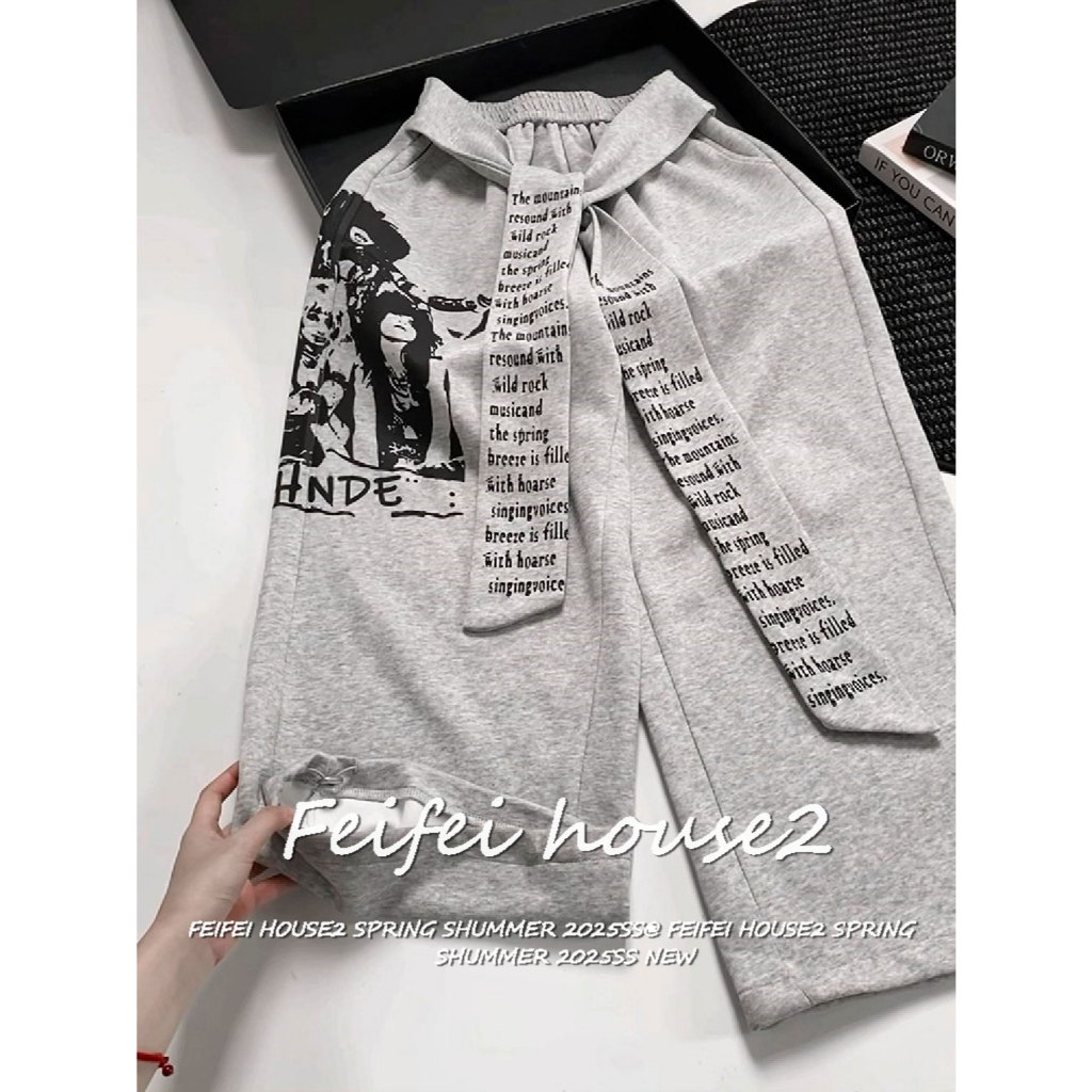 [Women's Creative Printed Trousers]กางเกงขากว้างพิมพ์ลายตัวอักษรสไตล์สตรีทอเมริกันสุดสร้างสรรค์
