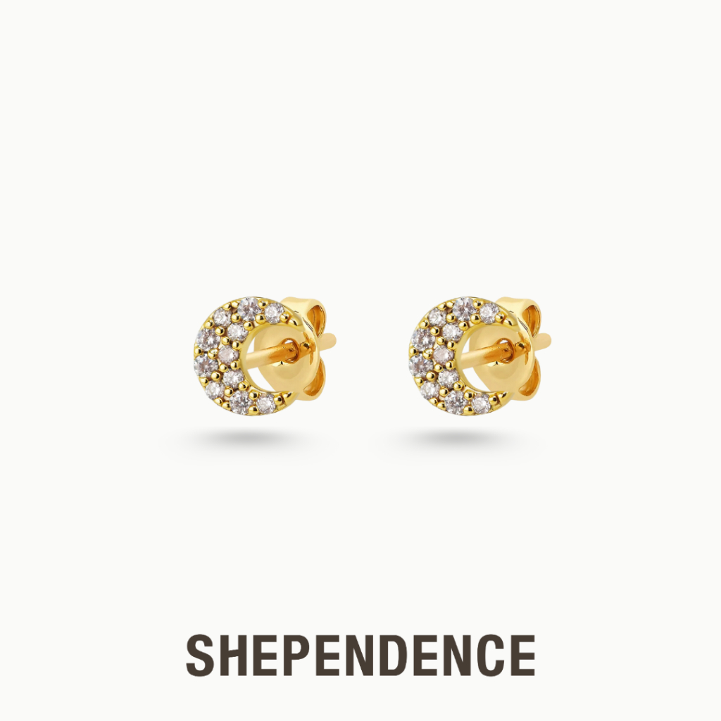 SHEPENDENCE ต่างหูก้าน CELESTIAL Lunaria ประดับคริสตัล