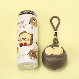 PANDA แก้วเก็บความเย็น 600ML สแตนเลส 304 ไอศกรีมที่สร้างสรรค์ รูปแบบการ์ตูน สายคล้องมือ สองวิธีดื่ม