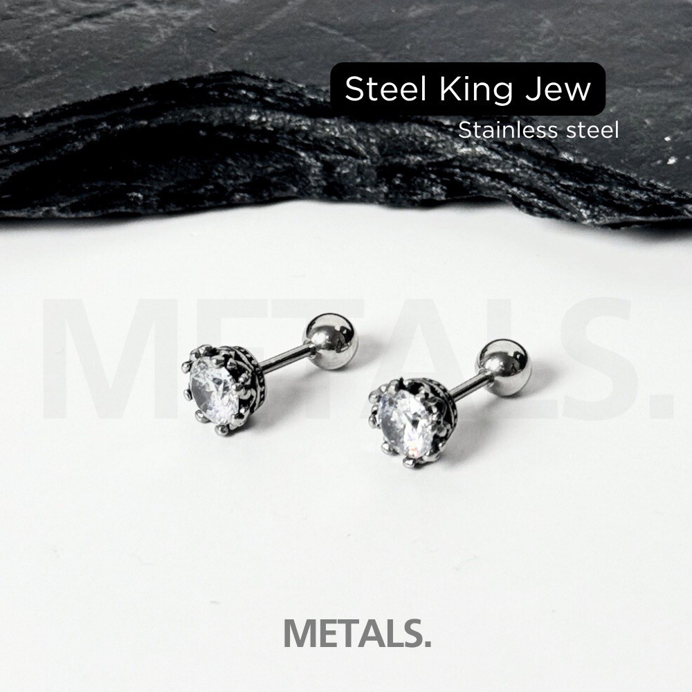 METALSจิวต่างหู Steel king jew สแตนเลส316L  ไม่ลอก โดนน้ำได้  ใส่ได้ทุกวัน EJ03