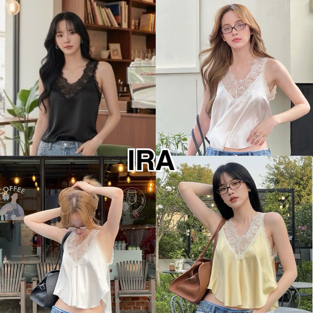BY IRA (2025.38)Balthazar  Top เสื้อกล้าม คอวี แต่งลูกไม้ช่วงอก เนื้อผ้าดีใส่สบาย