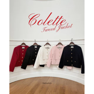 THESUNCO-COLETTE BLAZER โคเล็ตต์ เสื้อสูทเบลเซอร์ผ้าทวีต กระเป๋าเจาะใช้งานได้จริง กระดุมทอง