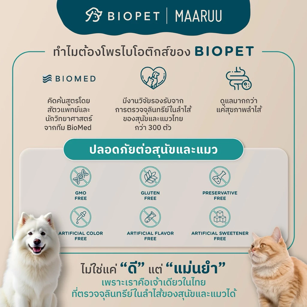 Biopet PetFlow Probiotics  สูตร Digestive ปรับสมดุลลำไส้ ลดท้องเสีย ลดกลิ่นอุจจาระ โพรไบโอติกส์สำหรับสัตวเลี้ยง หมา แมว thumbnail 8