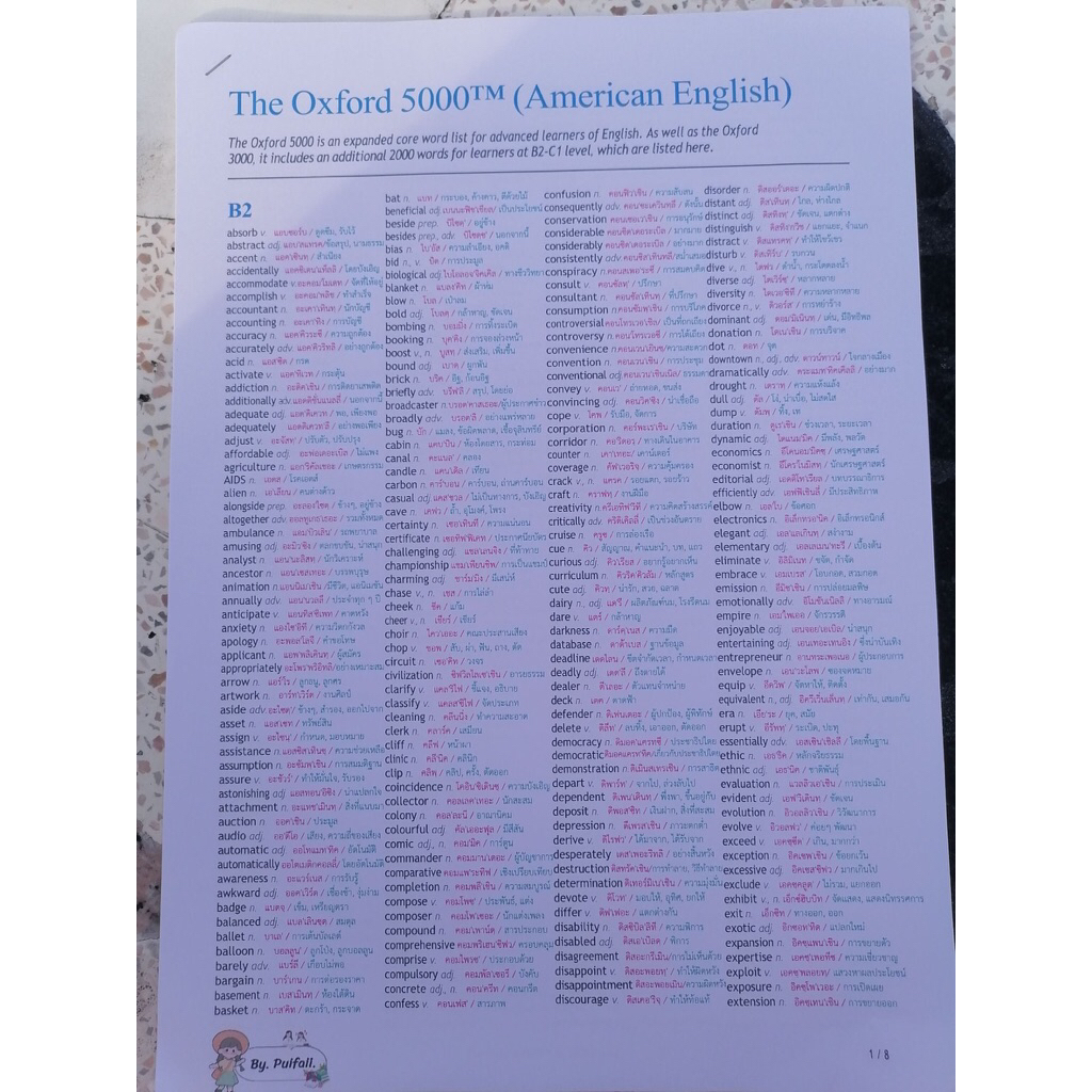 ชีทคำศัพท์​  Oxford​ 5000  (แยก Level)