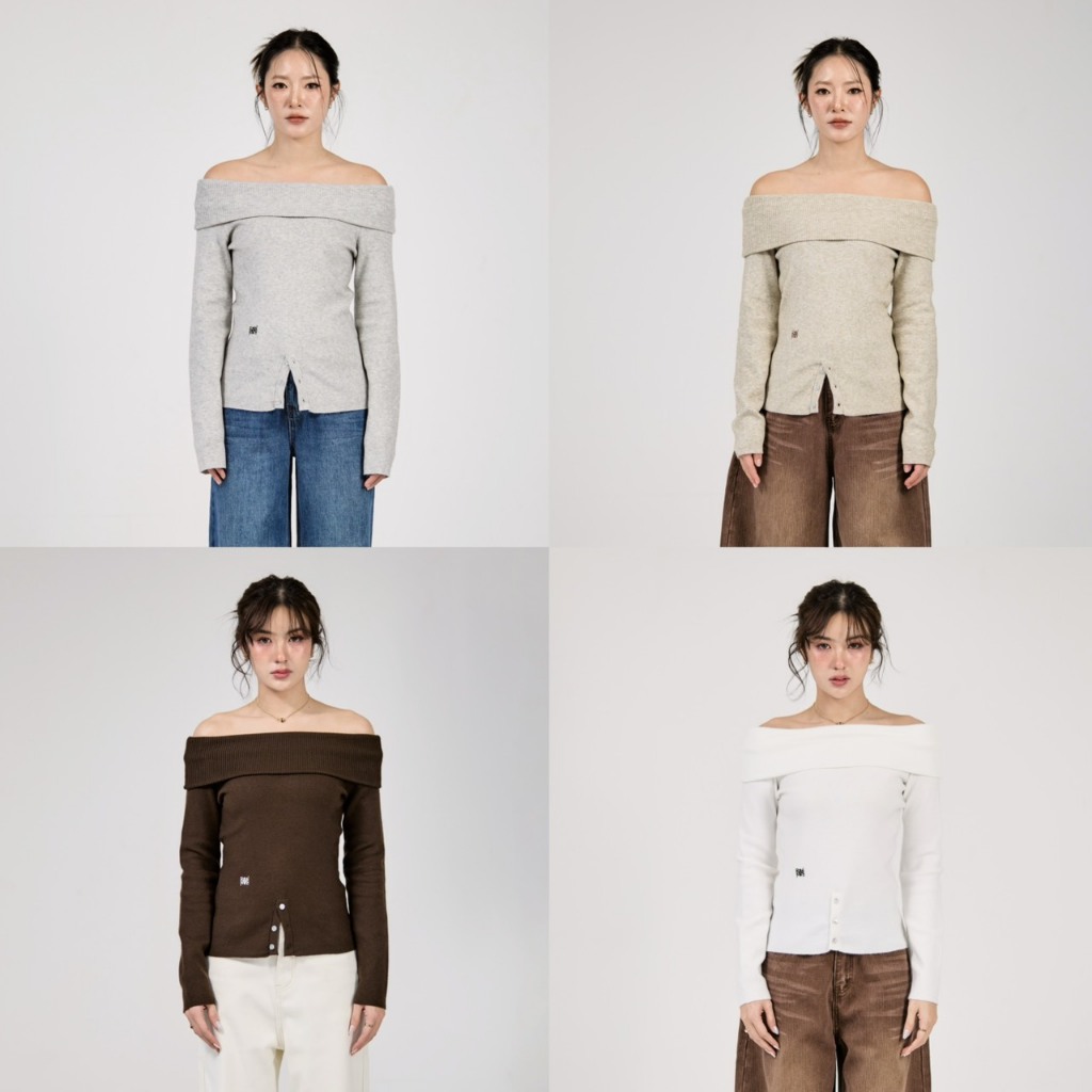 Roomry.n - Muse Shoulder เสื้อไหมพรมเปิดไหล่