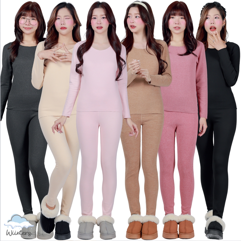[ Kawaii Extra Warm Women Heattech Set ] 6 สี l เสื้อฮีทเทค + กางเกงฮีทเทค เพิ่มความอบอุ่น กันหนาวติดลบ ผ้านุ่ม ใส่สบาย