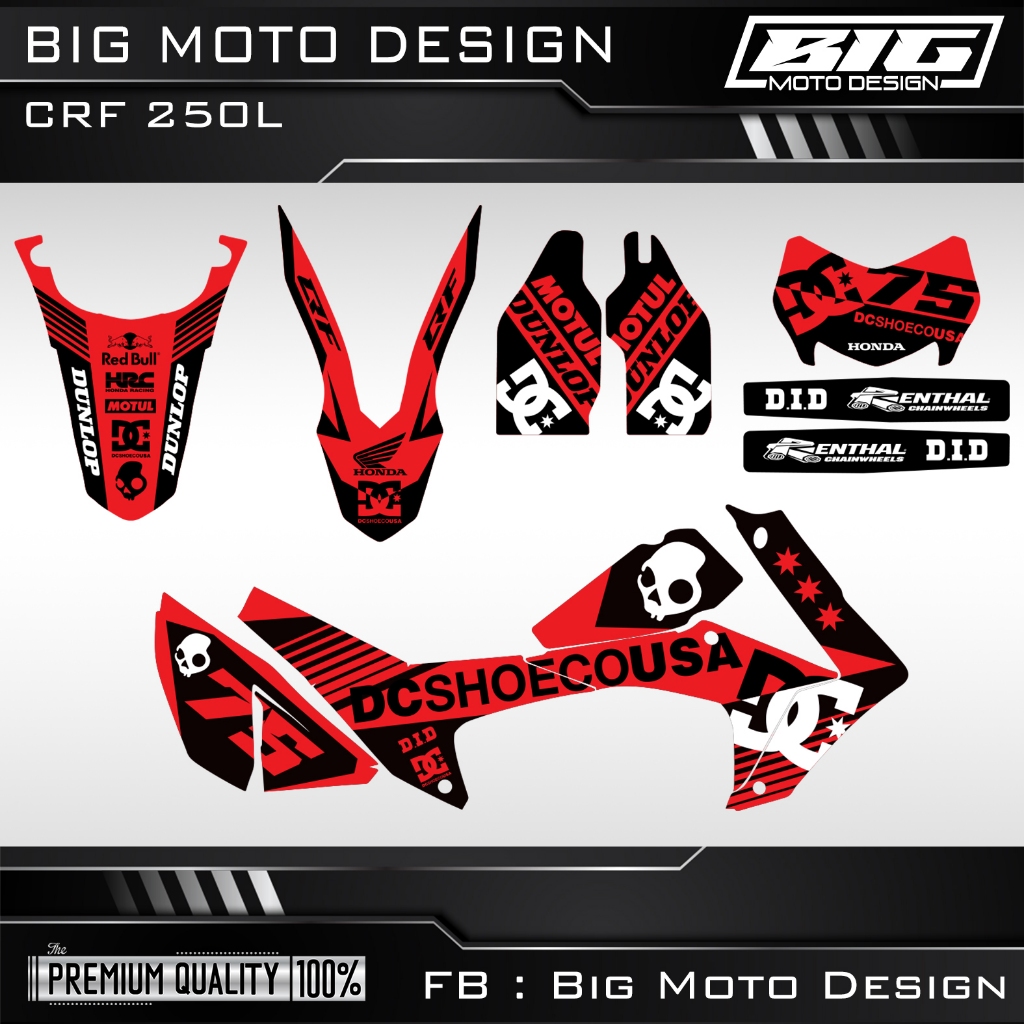 สติ๊กเกอร์ รถวิบาก CRF250l ลายดีซี เรียบหรูดูดี เคลือบเงากันรอยอย่างดี ปะได้ทั้งคัน เต็มคัน