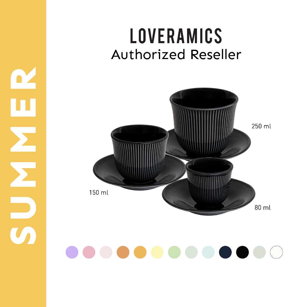 Loveramics ชุดแก้วกาแฟเซรามิค รุ่น Embossed Set (Cup & Saucer) - Classic Colors