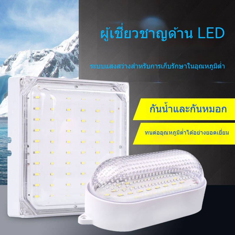 ไฟ LED กันน้ำ ทนอุณหภูมิต่ำ กันความชื้นสำหรับคลังสินค้าห้องเย็นและห้องน้ำ 10W 20W