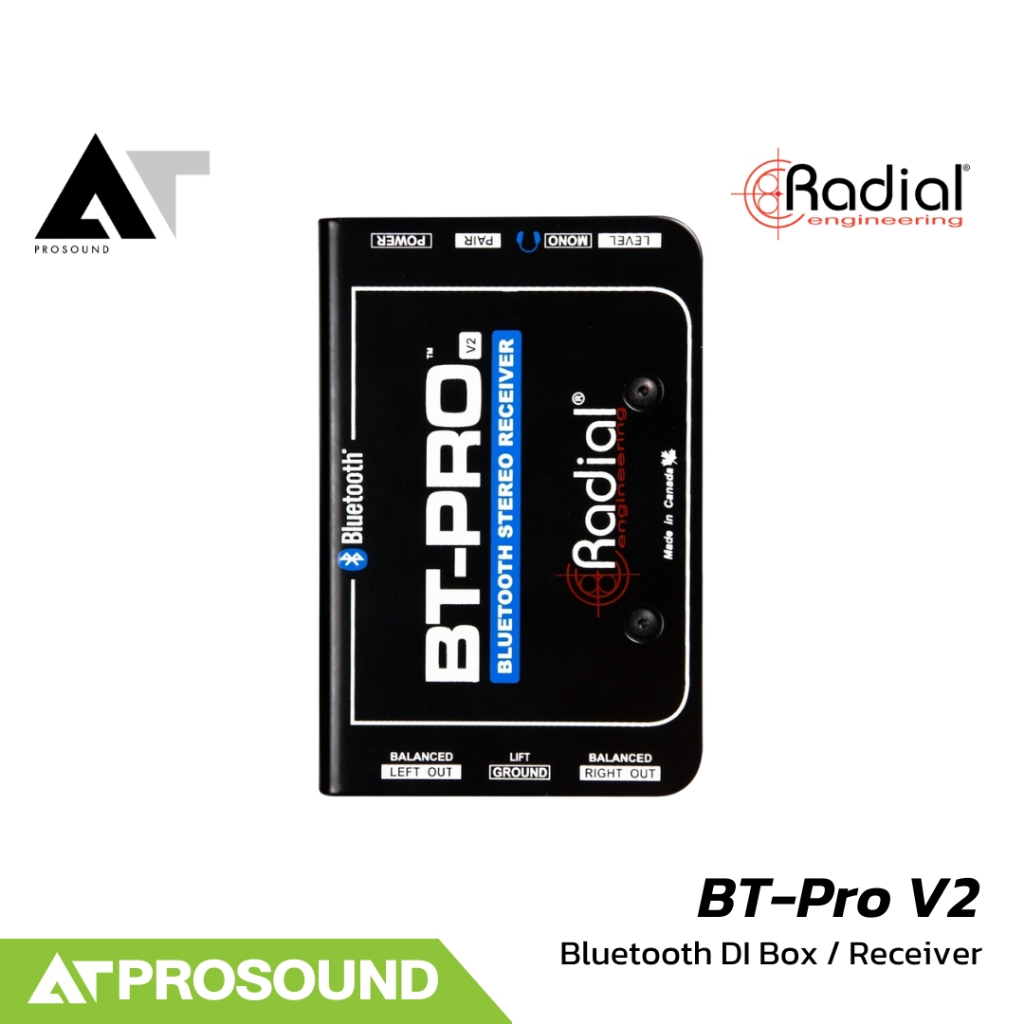 Radial BT-Pro V2 บลูทูธ DI Box รับเสียงไร้สายเข้าสู่มิกเซอร์แบบมืออาชีพ AT Prosound