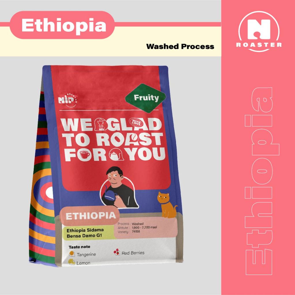 [NiP COFFEE] เมล็ดกาแฟเอธิโอเปีย Ethiopia Sidama Bensa Damo G1 (Washed Process) มีหลายขนาดให้เลือก