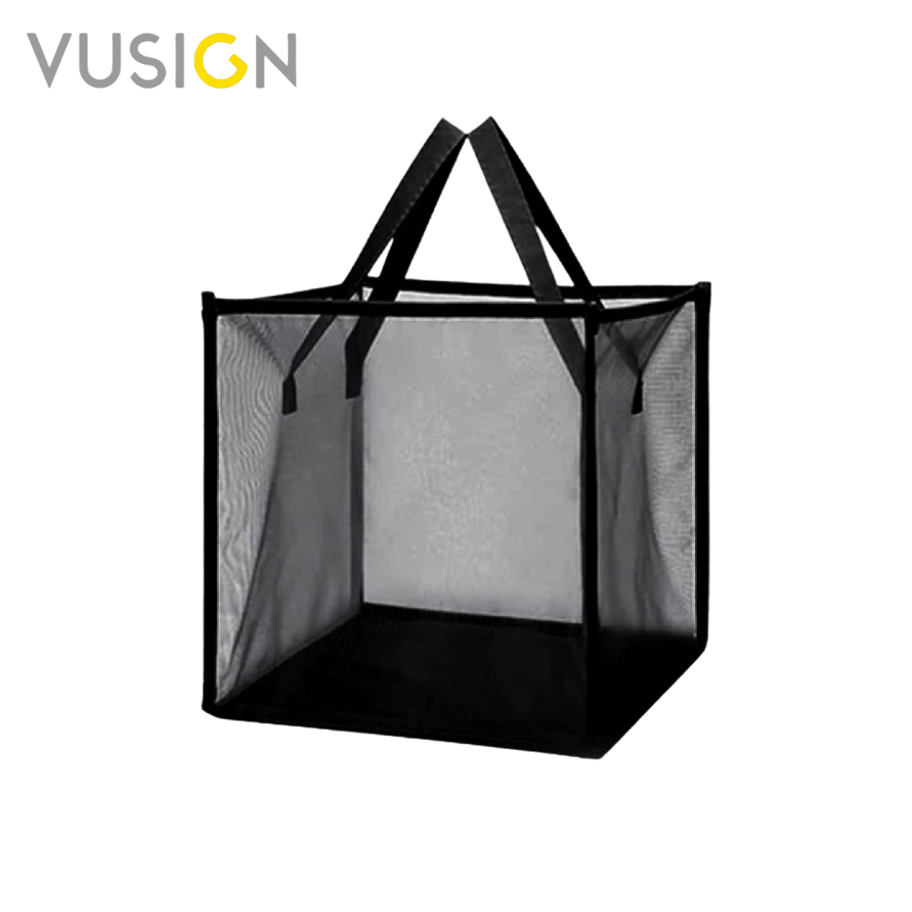 Vusign ตะกร้าใส่ผ้าพับได้ ตะกร้าผ้า ตะกร้าตาข่ายใส่ผ้า มีหูหิ้ว ประหยัดพื้นที่จัดเก็บ Folding Mesh