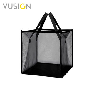 Vusign ตะกร้าใส่ผ้าพับได้ ตะกร้าซักผ้า ตะกร้าตาข่ายใส่ผ้า มี…