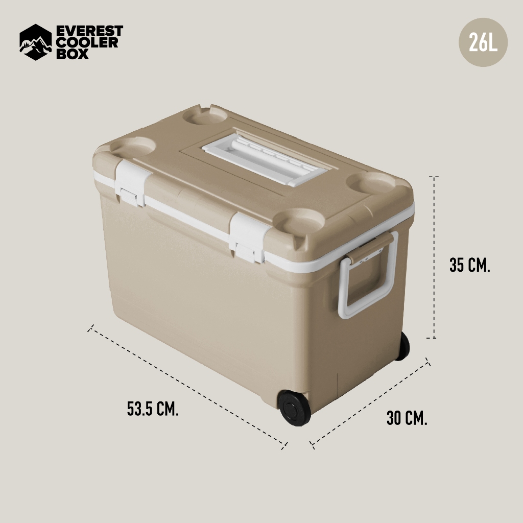 New Arrival Cooler Box26L กระติกน้ำแข็งมีล้อ26ลิตร กระติกน้ำแข็งล้อลาก กระติกน้ำแข็งมีที่วางแก้ว