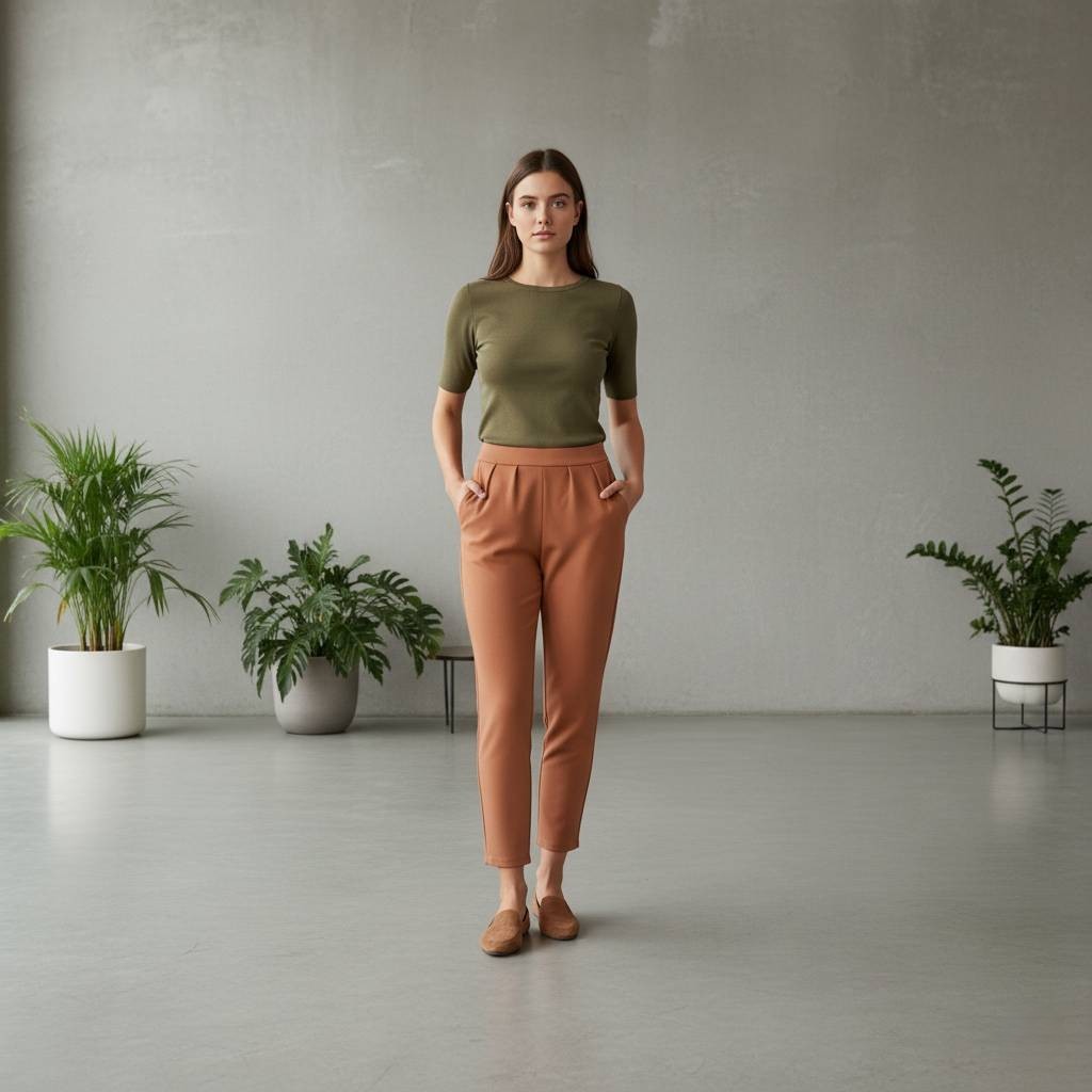 กางเกงทำงานผ้าวูลเวฟ ทรงบอลลูน นุ่ม มีความยืดหยุ่น ระบายอากาศได้ดี ใส่สบาย เอวยางยืด เอว 28-38 นิ้ว - รูปที่ 2