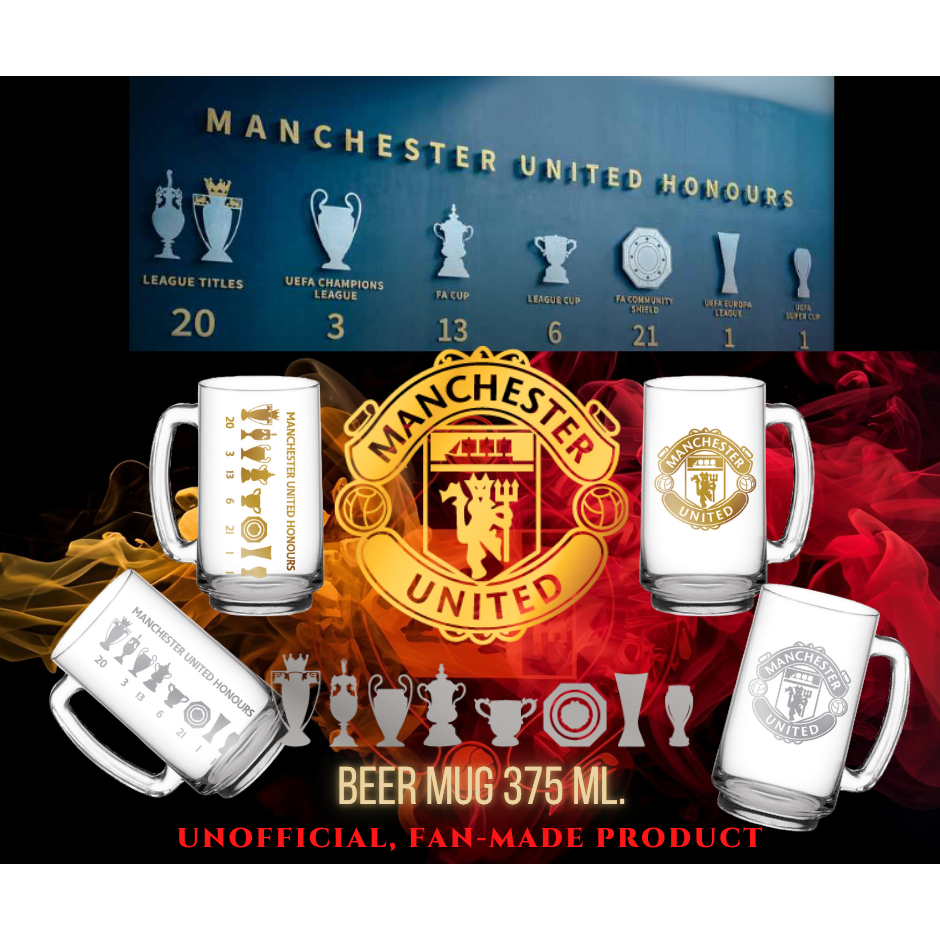 แก้วเบียร์ Manchester united HONOURS | MAN U| Fanmade | Ocean Glass (357ml)