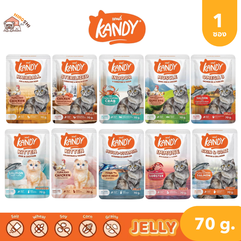 อาหารเปียกแมว Kandy สำหรับลูกแมว และแมวโต ตั้งแต่ 2 เดือนขึ้นไป ขนาด 70 กรัม