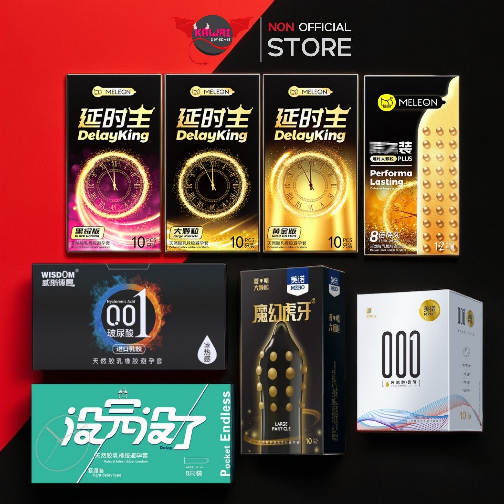 Meleon รวมถุงยางอนามัย ปุ่ม ขรุขระ บาง ร้อนเย็น 0.01 ไซส์ 49 52 มม. เพิ่มไฮยาลูรอน