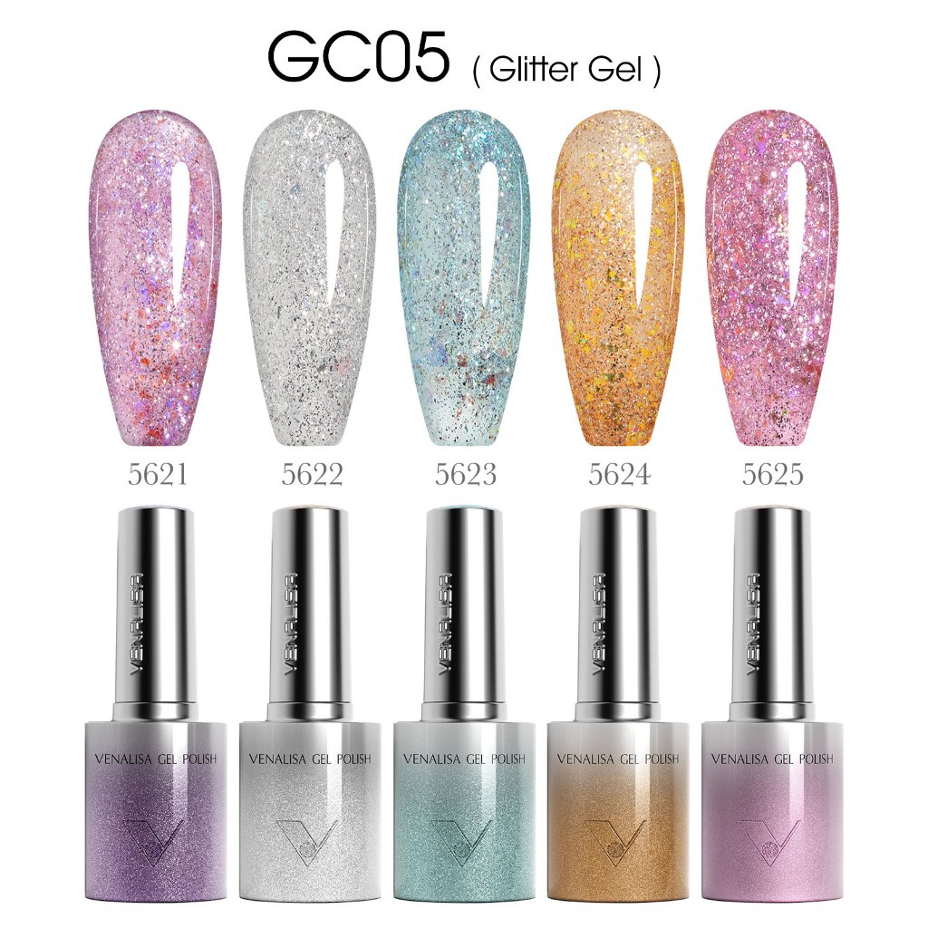 🔥พร้อมส่ง Hema & TPO Free🔥 สีเจล GC05 Venalisa  เซต 5 สี    10 ml  Hema Free & TPO Free