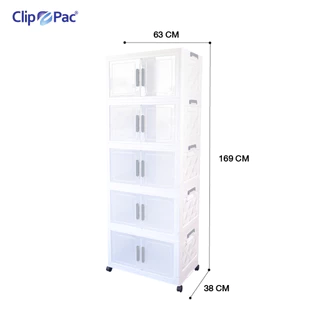 ตู้เก็บของ 1-5 ชั้น ใบใหญ่ ตู้เก็บของพับได้ แบรนด์ Clip Pac กล่องเก็บของพับได้ มีล้อ ฝาเปิด-ปิดแบบแม่เหล็ก