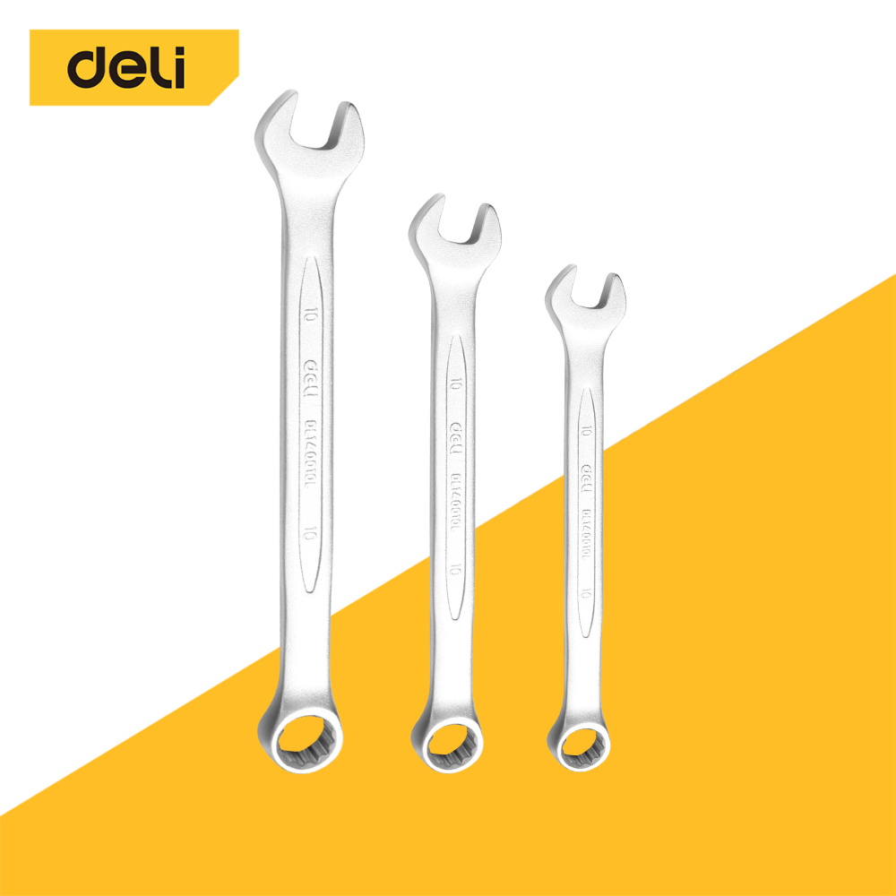 Deli ประแจแหวนข้าง ประแจปากตาย ขนาด 6 - 20 mm คันน็อต คลายสกรู อุปกรณ์ช่าง Combination Spanner