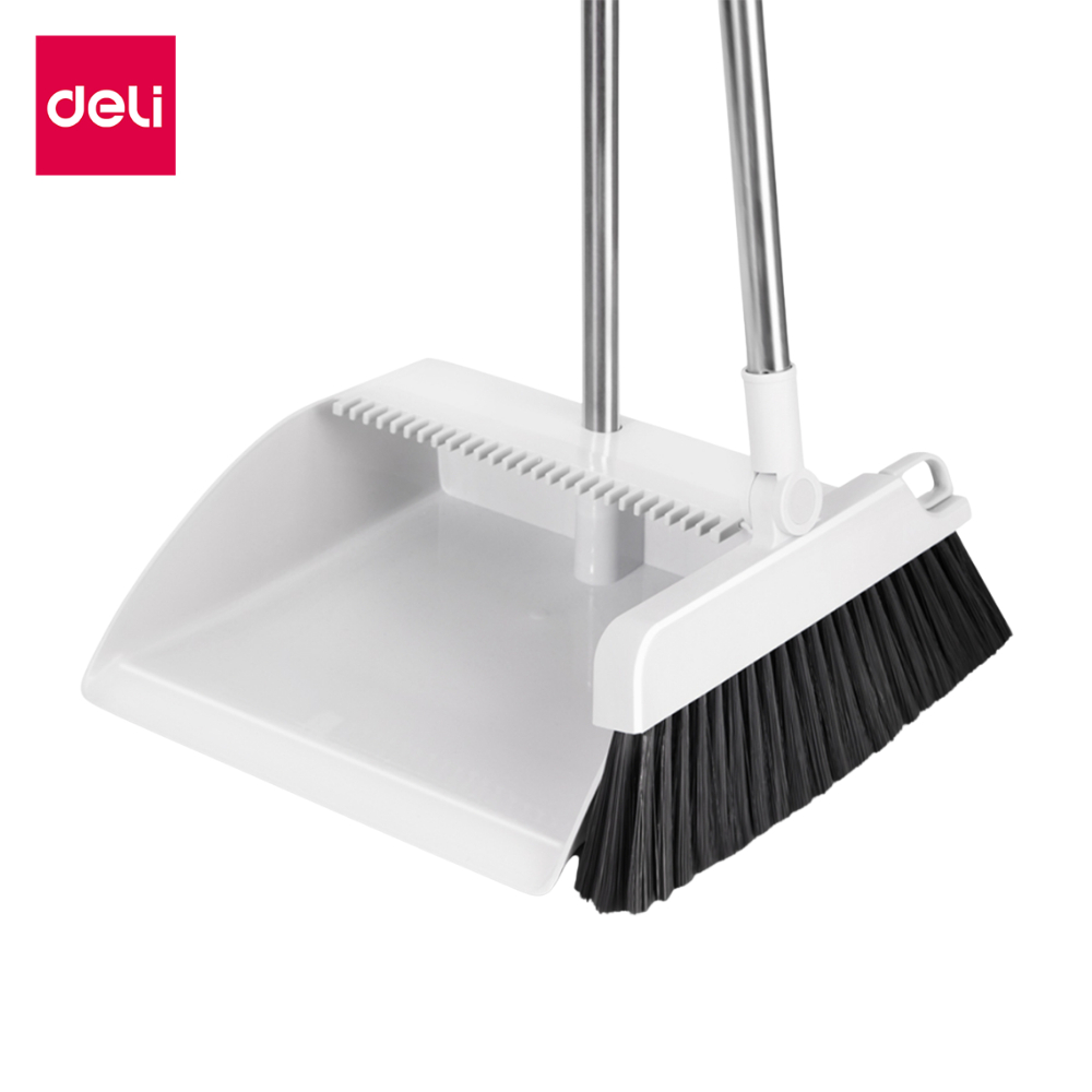 Deli ไม้กวาดพร้อมที่โกยผง ไม้กวาดพร้อมที่ตักผง ที่ตักขยะ กวาด สะอาด จัดเก็บง่าย Broom and dustpan
