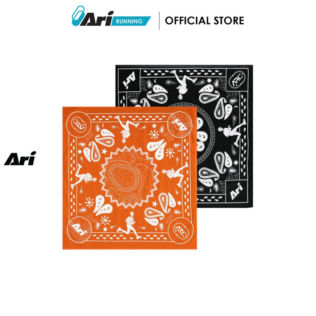 ARI ADEPT RUNNA RUNNING BANDANA - BLACK/ORANGE (AHW1668-01) ผ้าโพกศีรษะอเนกประสงค์ สีดำส้ม