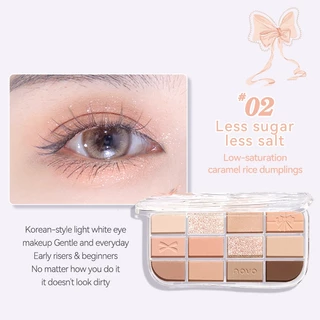 6542 (ใหม่/แท้) NOVO พาเลทอายแชโดว์ 12สี เนื้อใยไหม ประกายชิมเมอร์ กลิตเตอร์ สีสวย Eye Shadow Palette
