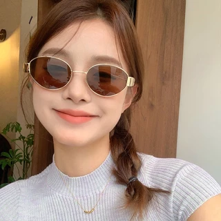[ส่งจากกทม] My Girl แว่นกันแดดตาแมว โมเดลผู้หญิง ความรู้สึกหรูหรา รูปแบบใหม่ โลหะ วงรี กรอบเล็กๆย้อนยุค น้ำตาล/เทา