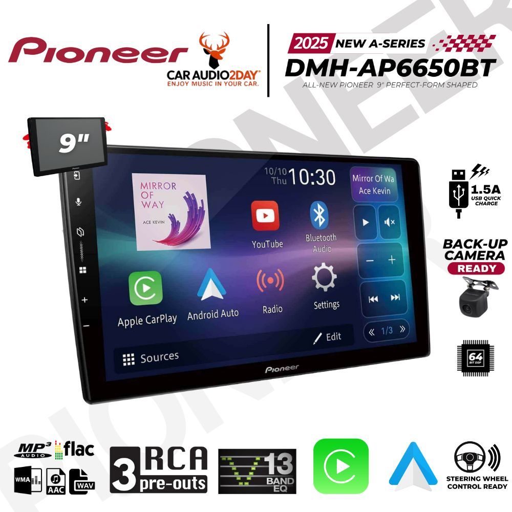 Pioneer DMH-AP6650BT – หน้าจอ 9″ WSVGA พร้อม Capacitive Touch รองรับ Apple CarPlay และ Android Auto 