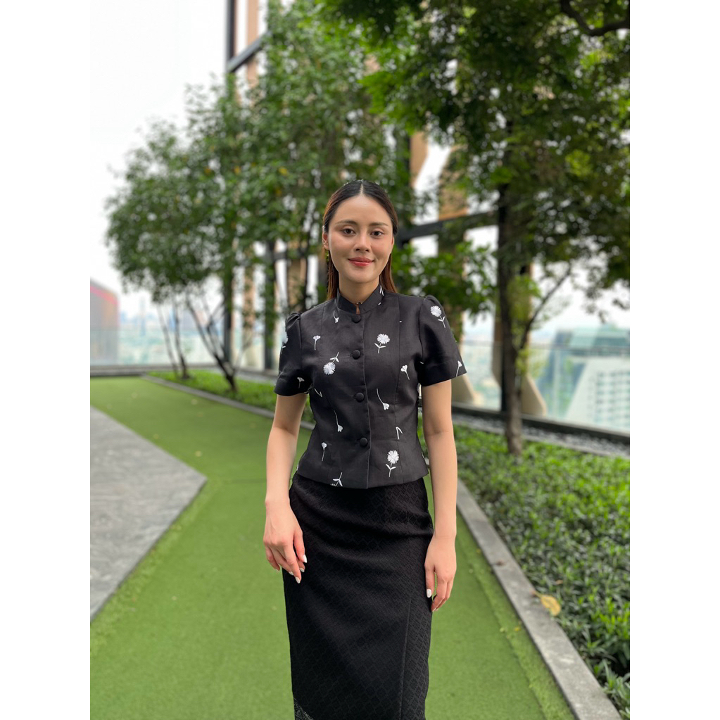 ชุดเซ็ตจิตรลดา_ลินินปัก-ฝ้ายทอมือยกดอก - รูปที่ 7