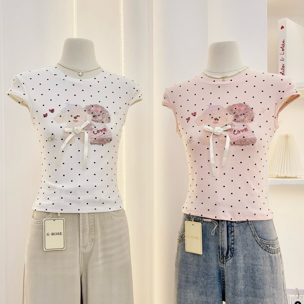 G-rose เสื้อยืดแขนเต่อ ผ้าลายริ้ว