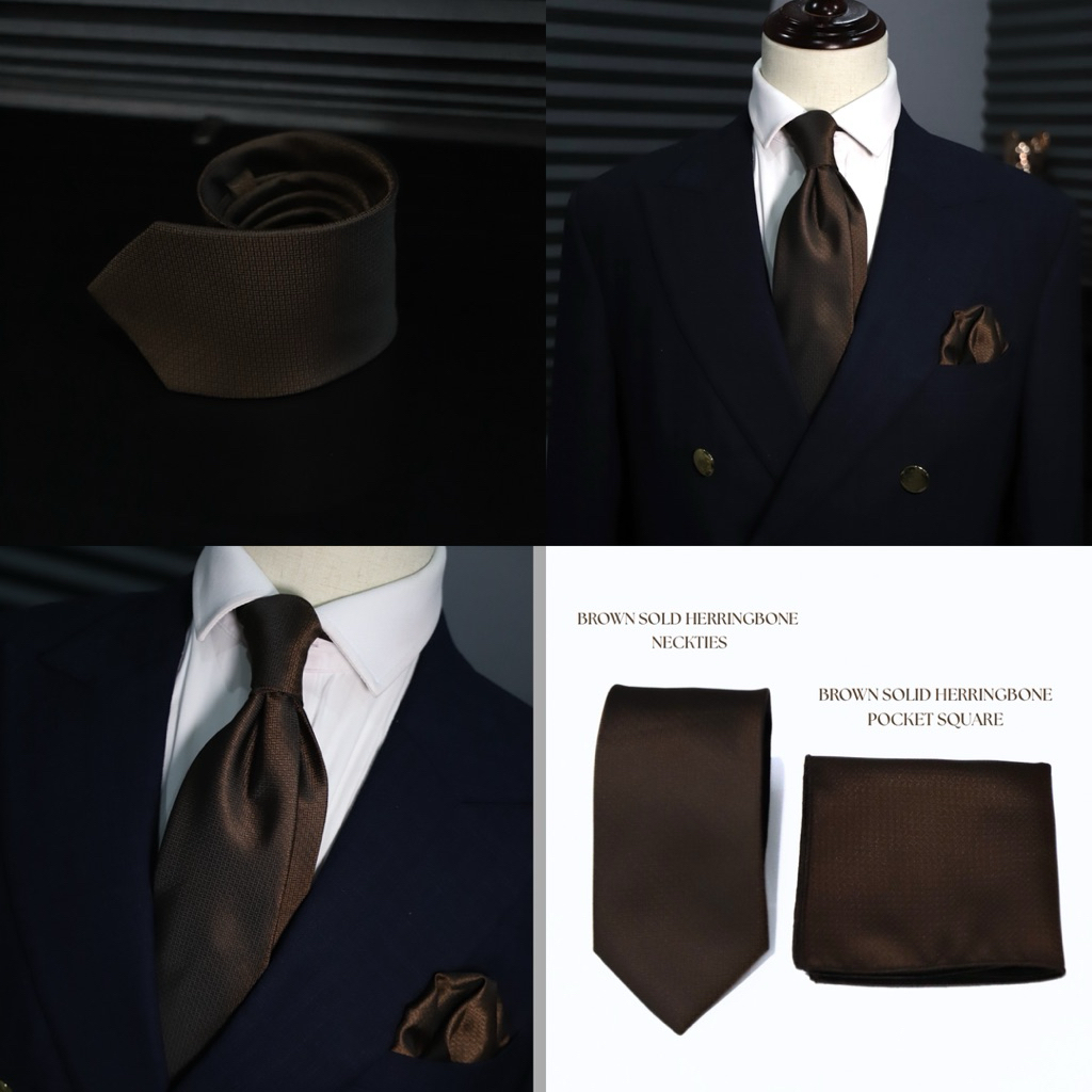 เนคไทด์สีพื้นน้ำตาล Brown necktie