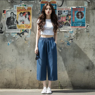 1746NEWSIZE/S-12XL [มี6สีไห้เลือก] กางเกงยีนส์7ส่วนสีกรมฟอกทรงสวยผ้าไม่หนาใส่สบายสไตล์เกาหลีน่ารักพร้อมส่ง
