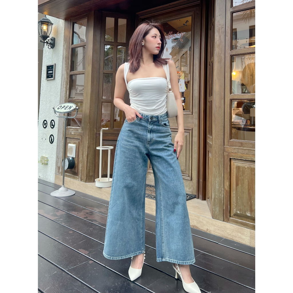 T3228 | Wide Leg Jeans | Cool Blue- 150cm edition