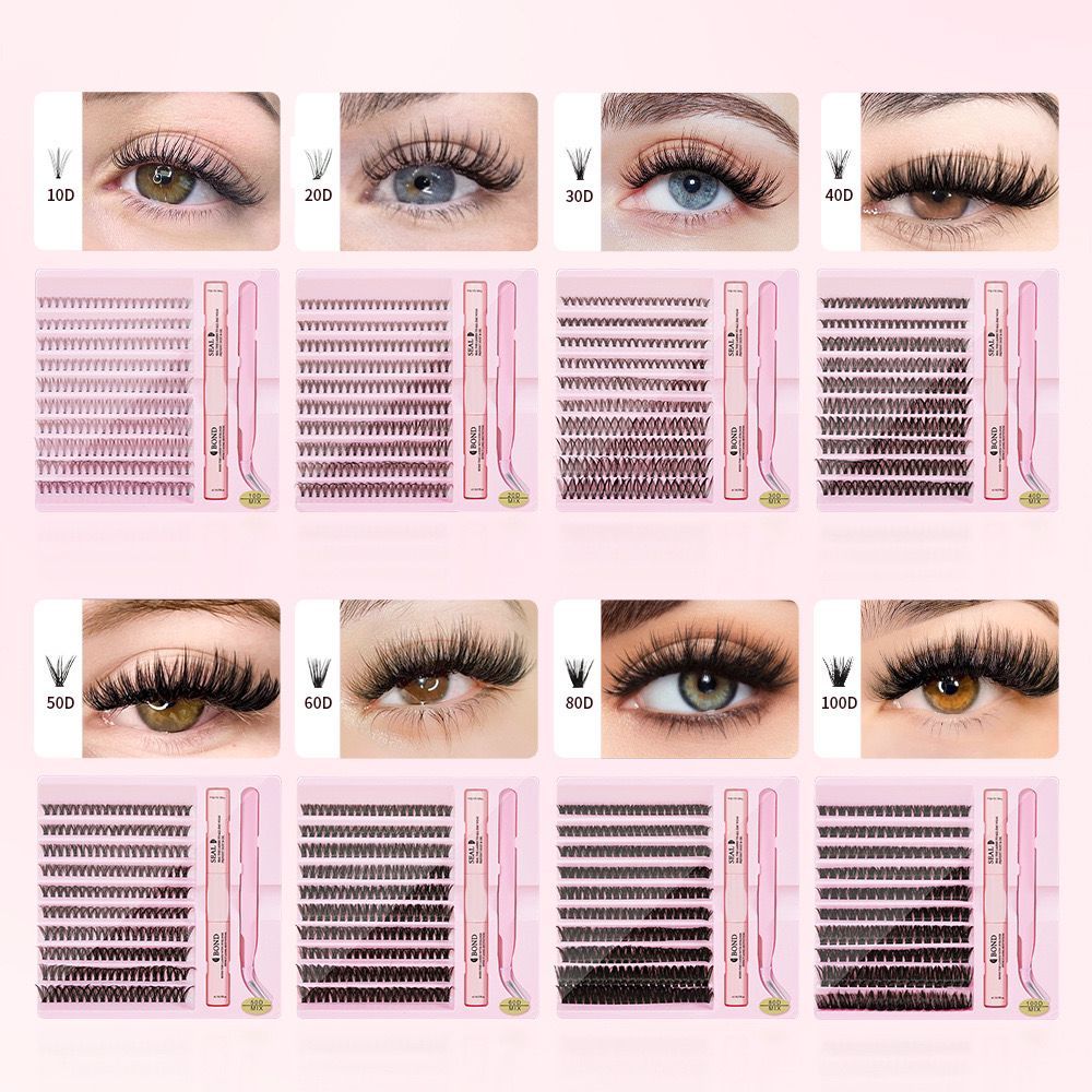 30D~100D 200 ชิ้น Soft Faux Mink False Eyelash Cluster Kit - C Curl, ความยาวผสม 10-16 มม ขนตาปลอมธรรมชาติ