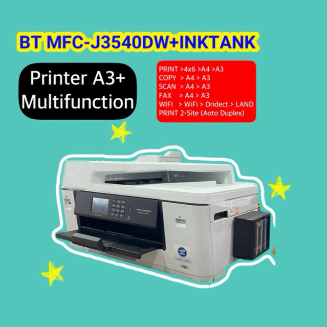 Brother MFC-J3540DW InkBenefit (NEW) 6-in-1​ พร้อมระบบติดตั้งแท้งก์  ถ่ายเอกสาร A3ได้