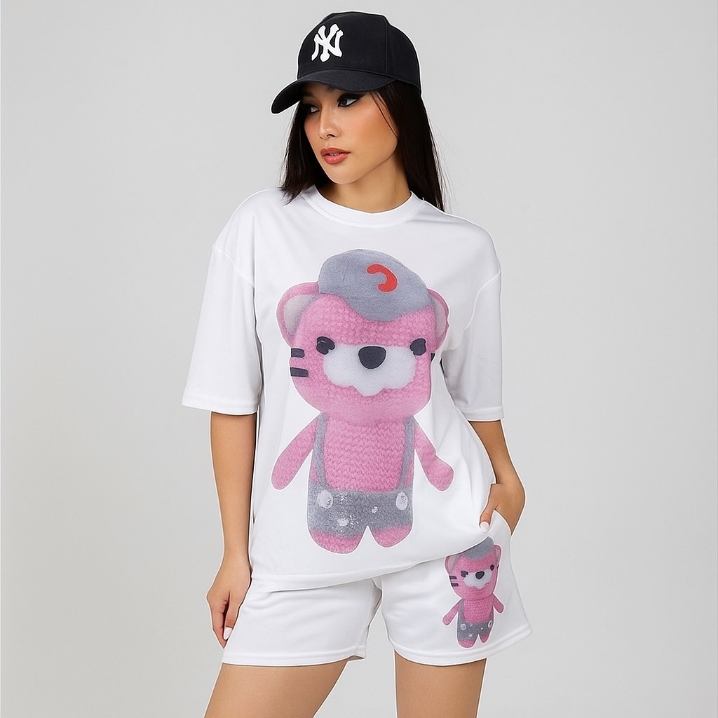 SGH0253 ชุดเซทเสื้อยืดแขนสั้นและกางเกงขาสั้นสไตล์เกาหลี ลายการ์ตูนหรือสปอร์ตแอนด์สตรีท สไตล์เข่า - รูปที่ 7