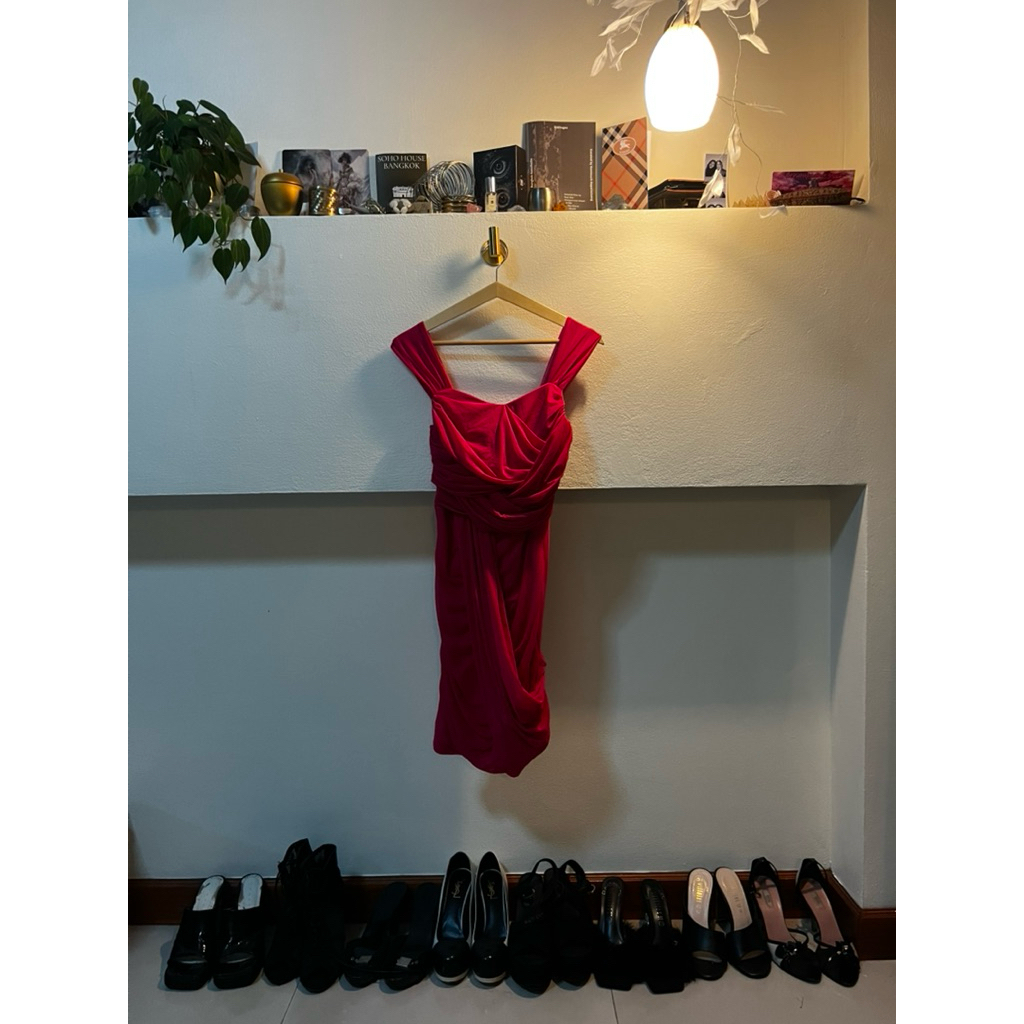 Y2K cherry fuchsia pink mini club dress S