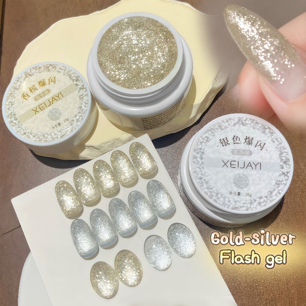 [ จัดส่งทันที ]  XEIJAYI Flash สีกลิตเตอร์ สีเงิน สีทอง 25 กรัม