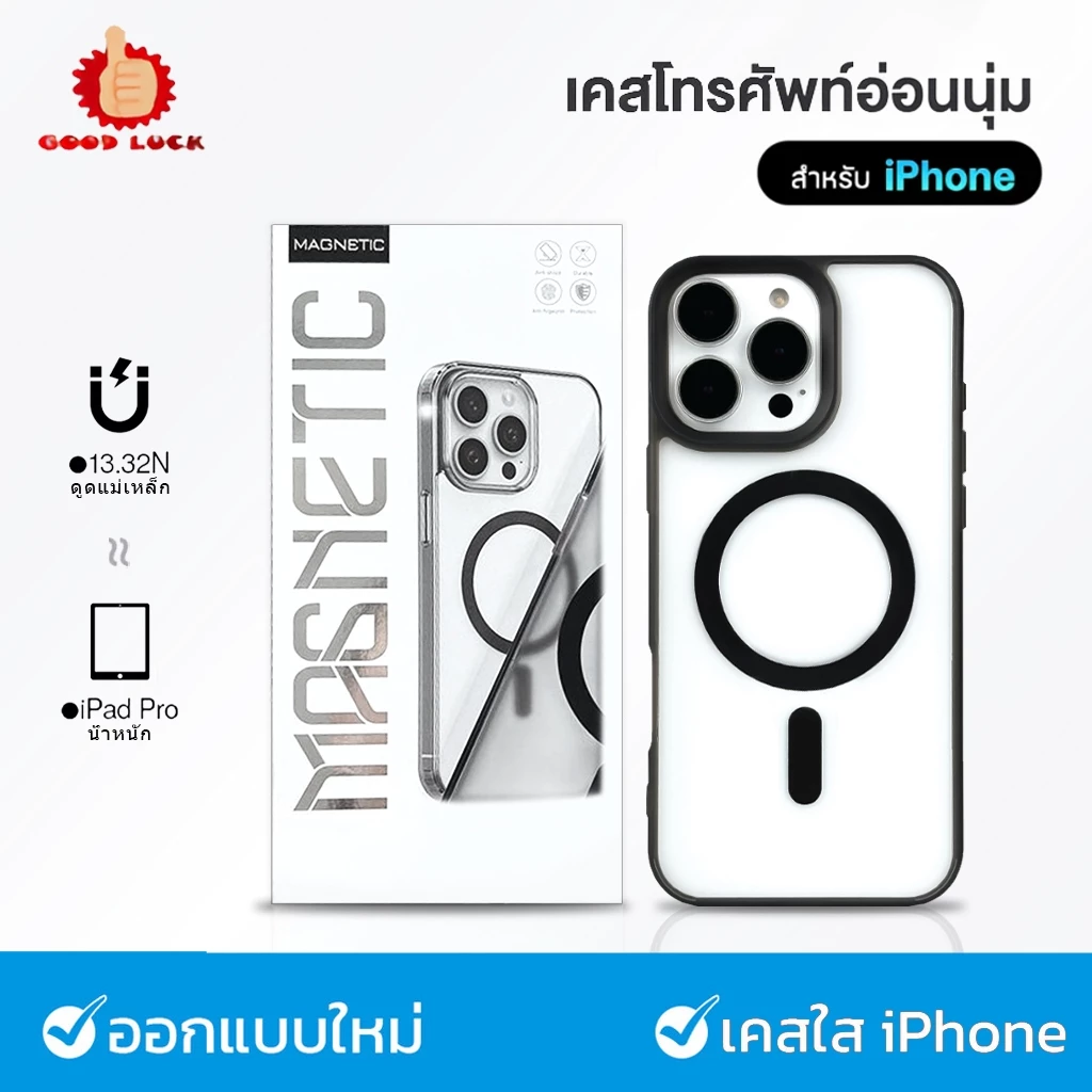 แม่เหล็ก เคสใสกันกระแทก For IPhone 17 Air 11 12 13 14 15 16 17 PRO MAX 17 16 15 Pro 16 15 14 PLUS 8 7 Plus XR XSMAX#078