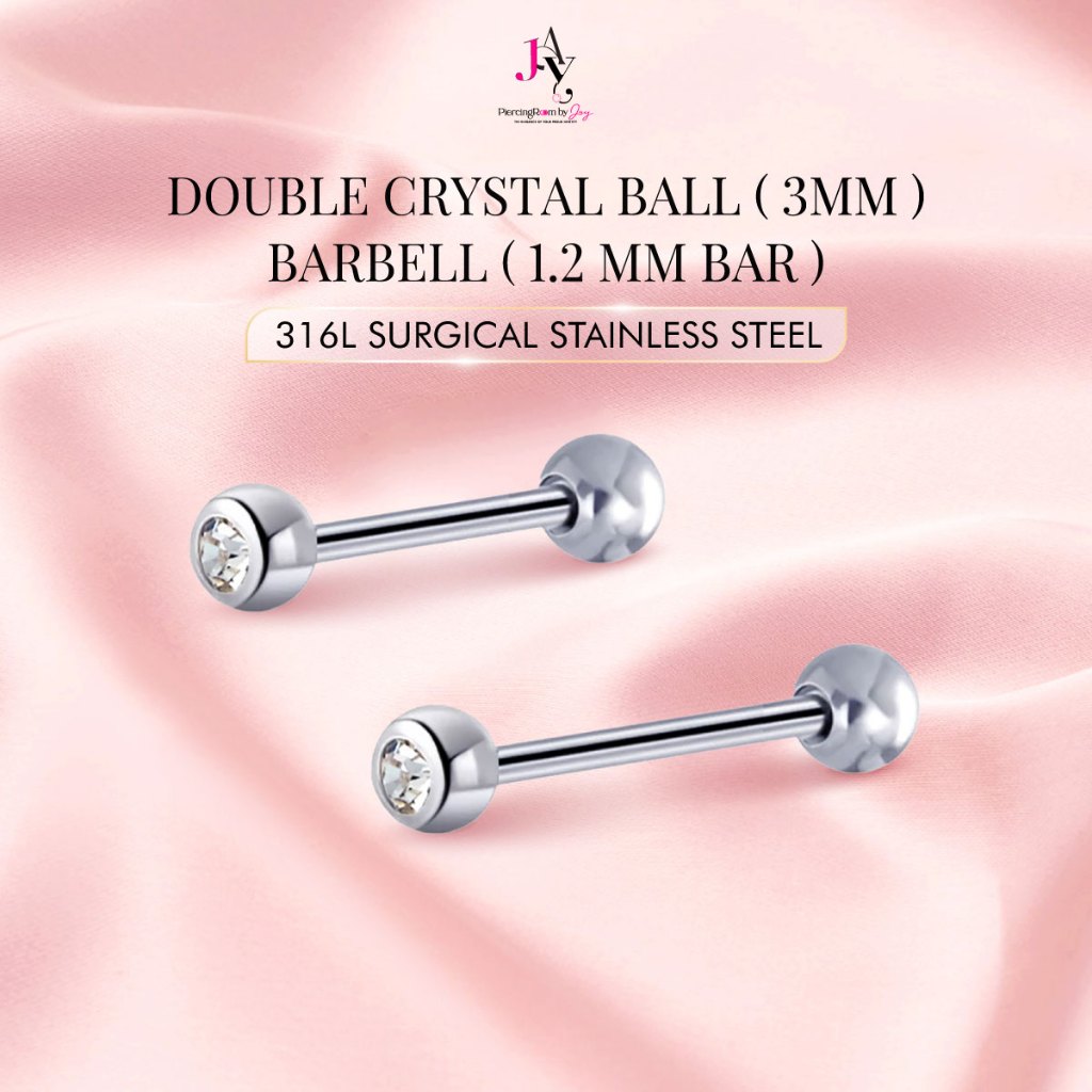 Piercingroom by Jay จิว Barbell 1 Crystal ball 3 mm (1.2 mm) Surgical stainless steel (ราคาต่อชิ้น)