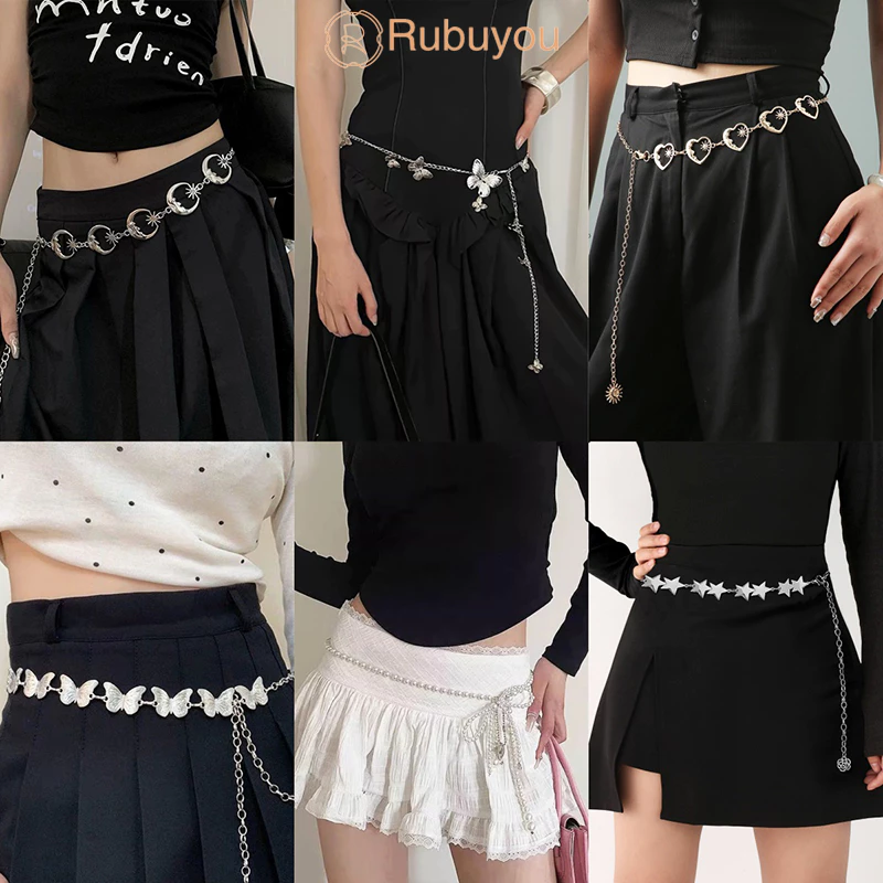 Rubuyou โซ่เอวโลหะ ลายดวงจันทร์หัวใจ
