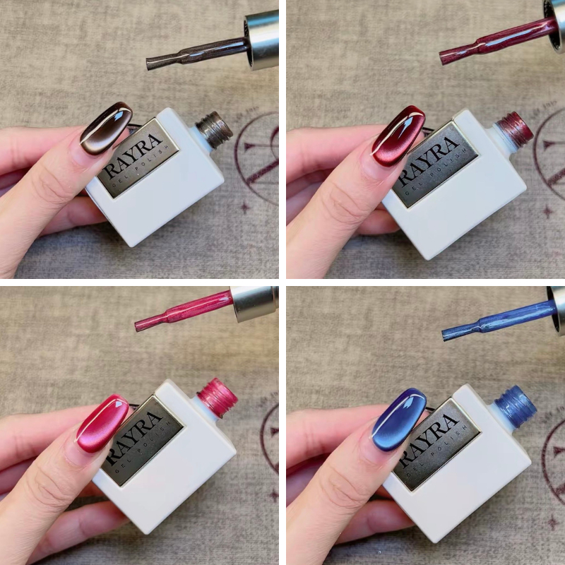 แยกขวด/ สีเจล  Cateye Satin Premium gel RayRa  6 Color โทนเข้ม พร้อมชาร์จ RL07