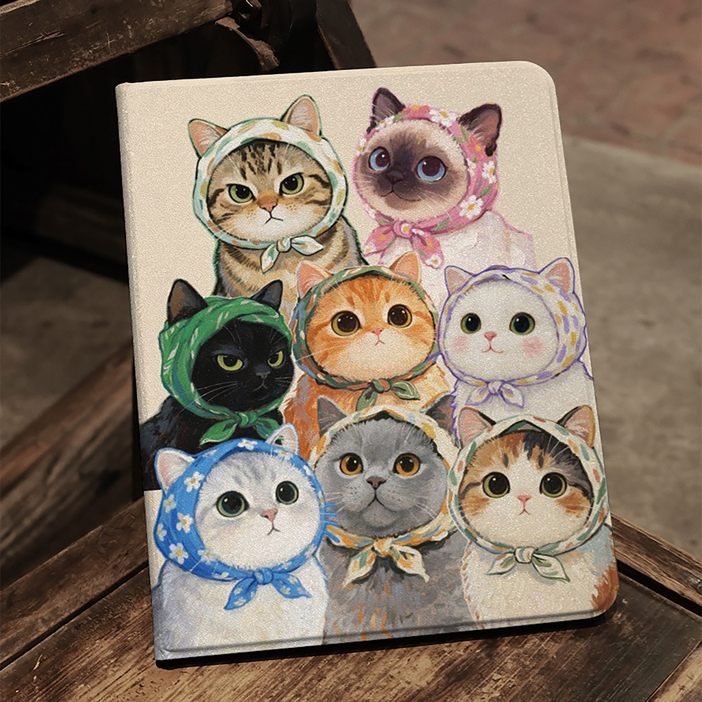 💥พร้อมส่ง💥case iPad Gen11 Gen12 Air8 ที่ใส่ปากกา ลูกแมวสวมผ้าคลุมศีรษะ เคส iPad Air7 Pro11/13 2025