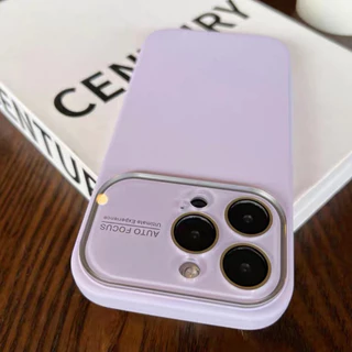 เคสนิ่ม เคสกำมะหยี่ สีพื้นพร้อมเลนส์กระจก สีม่วง for iPhone 17 17promax 16 pro max 15 pro max 14 pro max 11 12 13 16plus