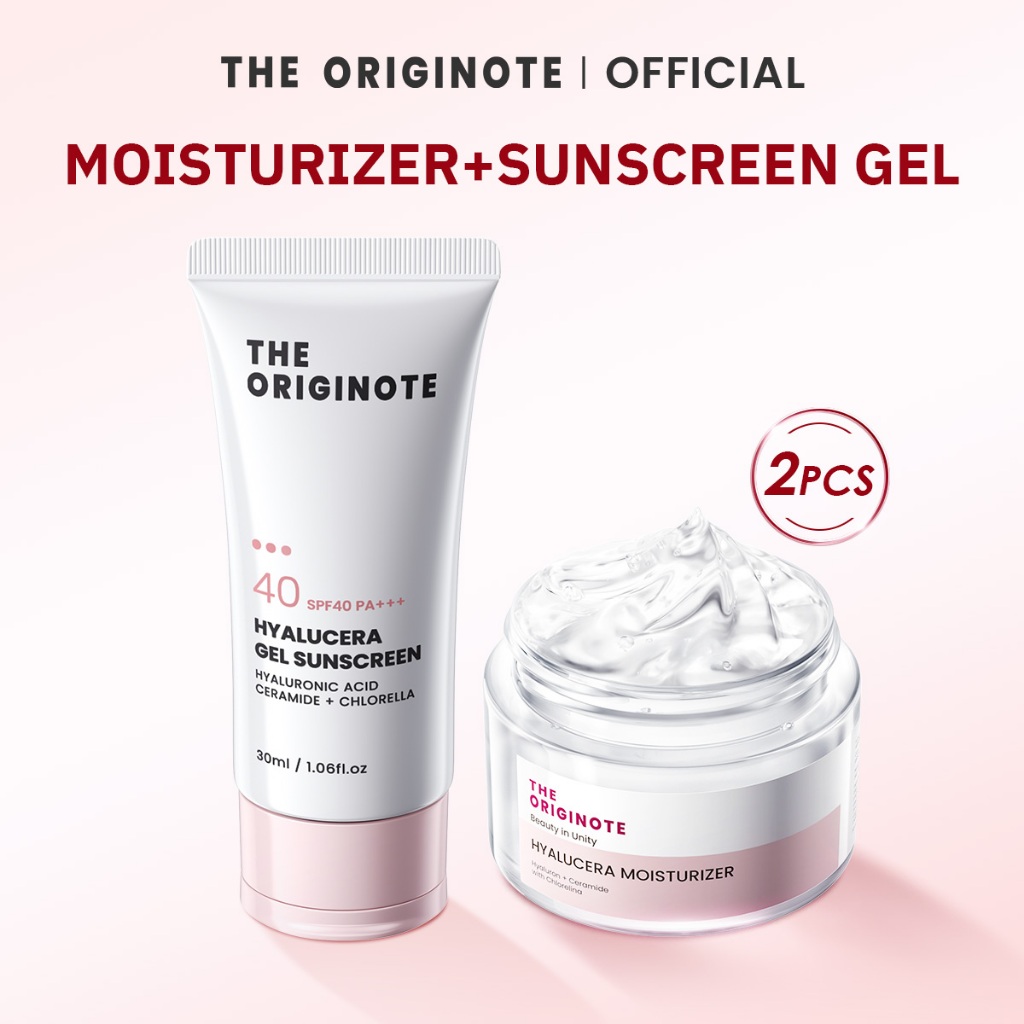 [แพ็คคู่] The Originote Hyalucera Gel Sunscreen + Moisturizer ครีมกันแดดเนื้อเจลใส + มอยซ์เจอร์ไรเซอ